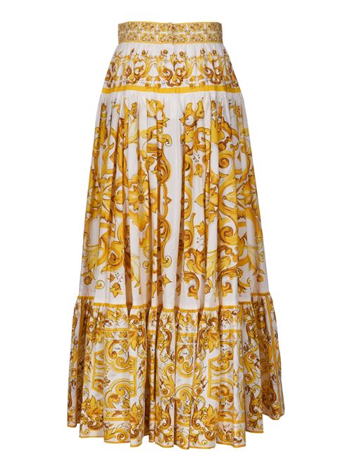 Long flounced skirt in Maiolica print poplin DOLCE & GABBANA | F4CX0THH5A5HG3TN